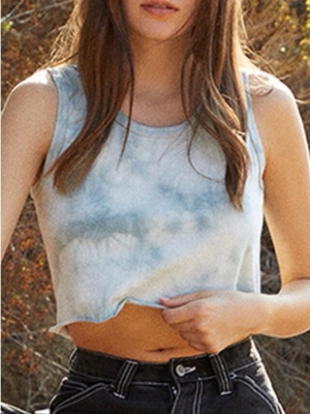 Brandy Melville Sage Green Tie-Dye “Conner” Cropped Ringer Tank Top Women 1Sz
